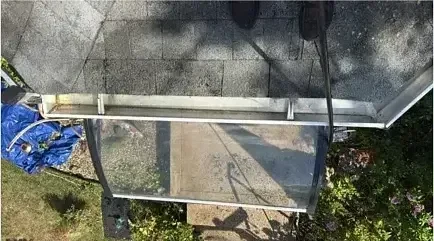The same run flushed clear, with free flow to the downspout